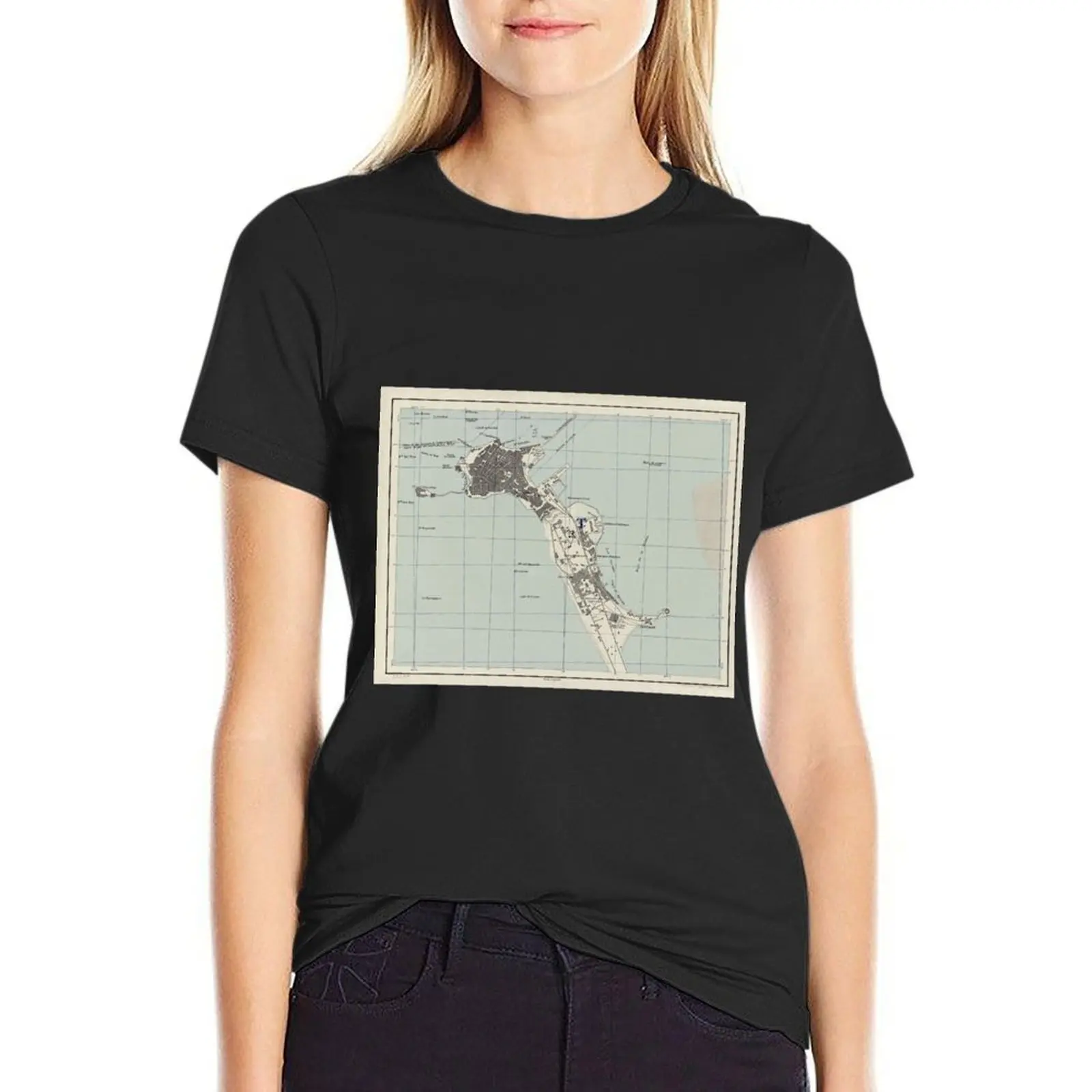 Vintage Map of Cadiz Spain (1943) T-Shirt tops cute tops tees kawaii clothes luxury designer clothing Women