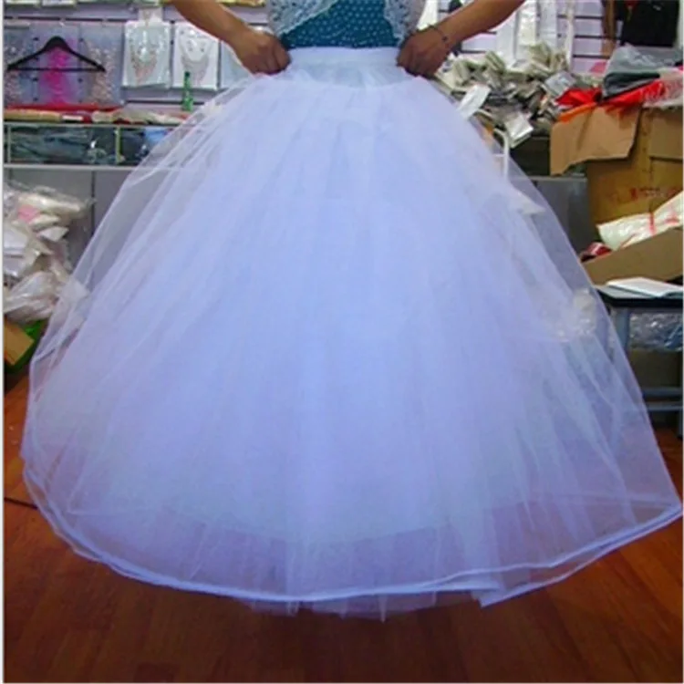 White 3-Layer No Hoop Tulle Petticoat Wedding Gown Crinoline Skirt Slip