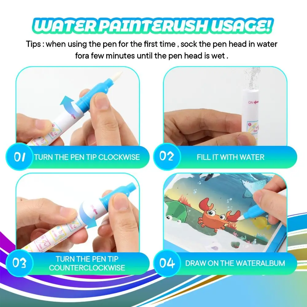 Livre de coloriage magique réutilisable à l'eau, bricolage, peinture Graffiti de maternelle, livre de coloriage pour enfants, jouets sensoriels pour enfants