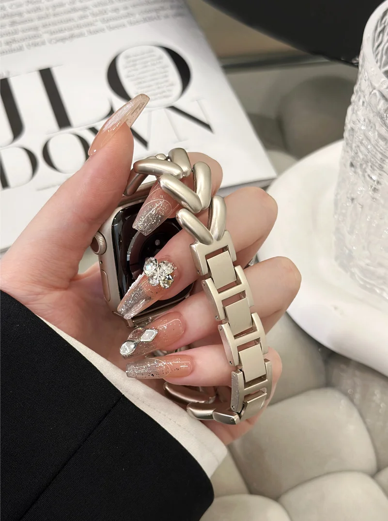 الحب القلب حزام معدني لساعة أبل se 40 مللي متر الفرقة 44 مللي متر 45 38 41 42 49 مللي متر سيدة سوار ل iWatch سلسلة 9 الترا 8 7 6 5 4 3