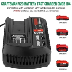 CMCB102 For CRAFTSMAN 100V/240V 20V 2A Li-ion Battery Charger Rechargeable Power Tool Lithium Battery Charger With Dual USB