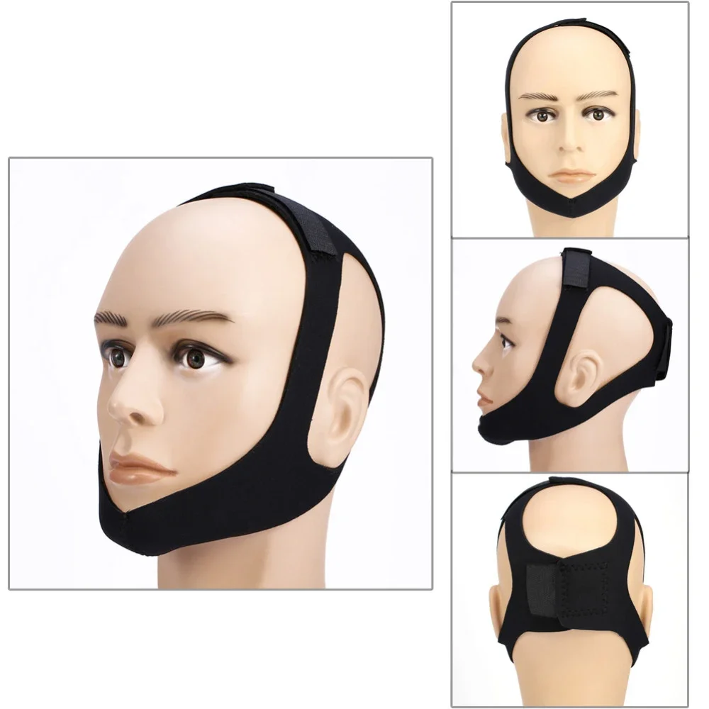 Anti Snoring Chin Strap Belt Stop Snoring Sleep Apnea Jaw Care Sleeping Support Posture Corrector Black Belt For Woman Man Hot