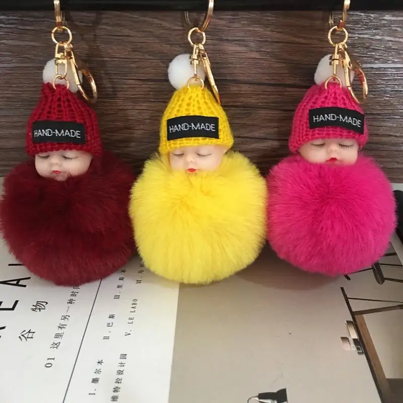 

Imitation rabbit hairKeychain Cute Fluffy Plush Doll Keyholder Girl Bag Keyring Car Keyring Gift Charming Decoration