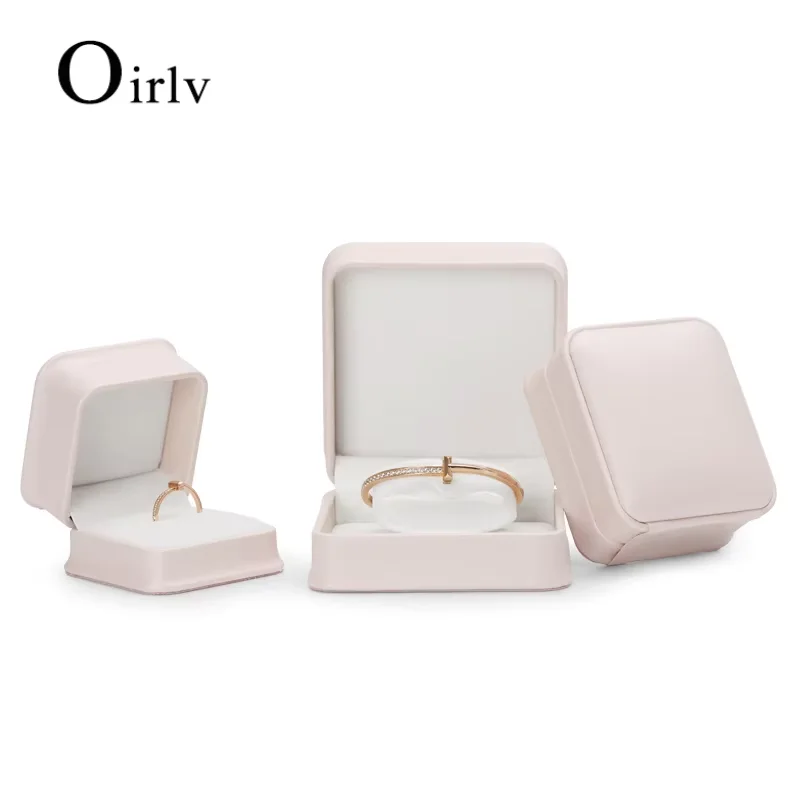 

Oirlv Pink Jewelry Gift Box Jewelry Boxes Wholesale PU Leather Ring Earring Bracelet Necklace Jewelry Box Pink Jewellery Boxes