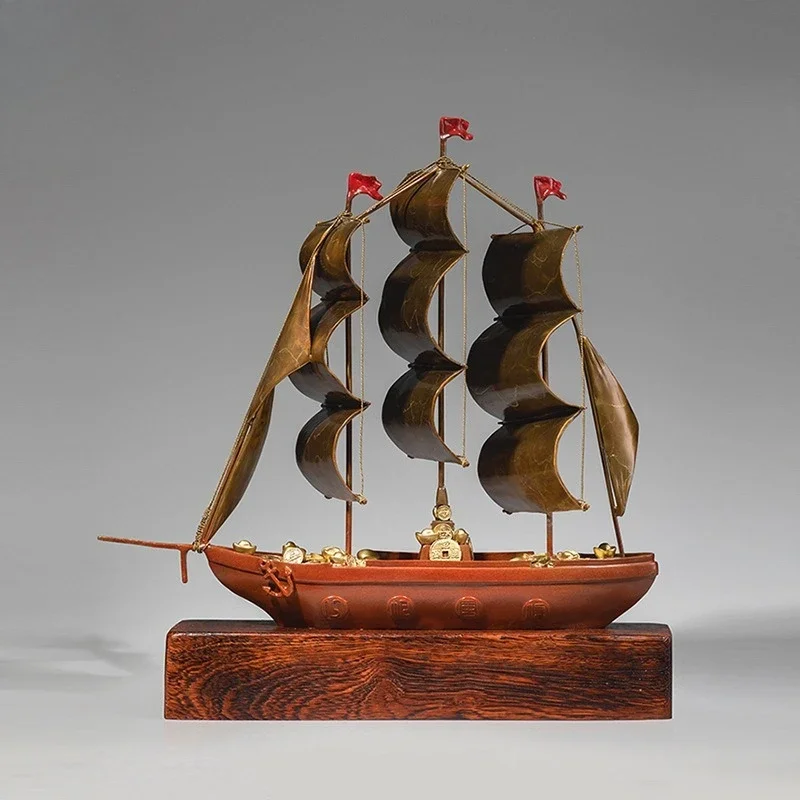 Smooth sailing, sailing copper ornament opening, housewarming gifts, office wine cabinet entrance, home decoration handicrafts