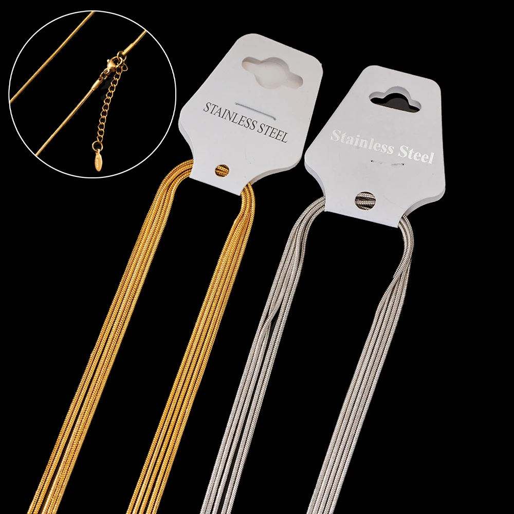 

5 шт. 45 + 5 см, нержавеющая сталь, 18-каратное золото, круглая цепочка в виде змеи, застежка-лобстер, сделай сам, женское и мужское ожерелье, модные аксессуары для изготовления ювелирных изделий