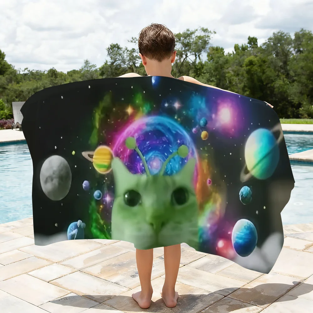 Funny Silly Cat Meme Towel Quick Dry Absorbent Beach Towel for Sports, Fitness, Swimming and Outdoor Activities