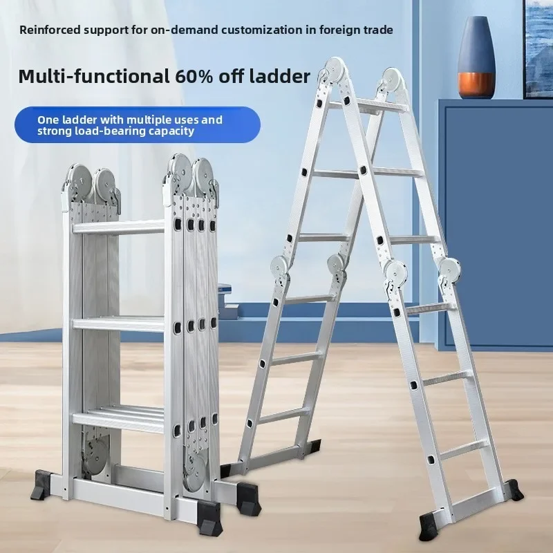 Extended Aluminum Telescoping Folding Ladder Multifunction A Frame Step Ladder for Home Garage Shop Usage Folding Ladder