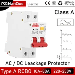 Typ A RCBO DC osłona zabezpieczająca klasa A RCD Mini wyłącznik różnicowo-prądowy DPN AC DC 230V 110V 10A 16A 25A 32Amp