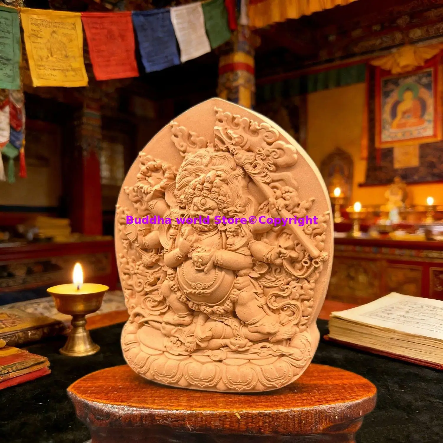 Tibetan Six-armed Mahakala Shadbhuja Mahesvara Handmade clay buddha Holy tsha-tsha Buddhist temple lama monk worship 10cm
