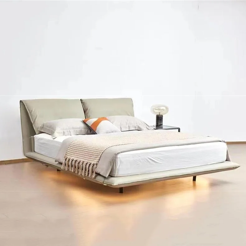 

2M Popular Modern Fabric Bed Vintage High Quality King Size Bed Solid Wood Soft Upholstered Bedroom Furniture Bed Frame