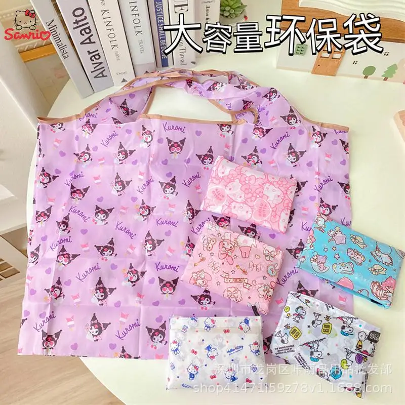 Sanrio Hello Kitty Shopping Bags Melody Portable Folding Large Capacity Eco-Friendly Supermarket Shopping Bags Totebags Gifts