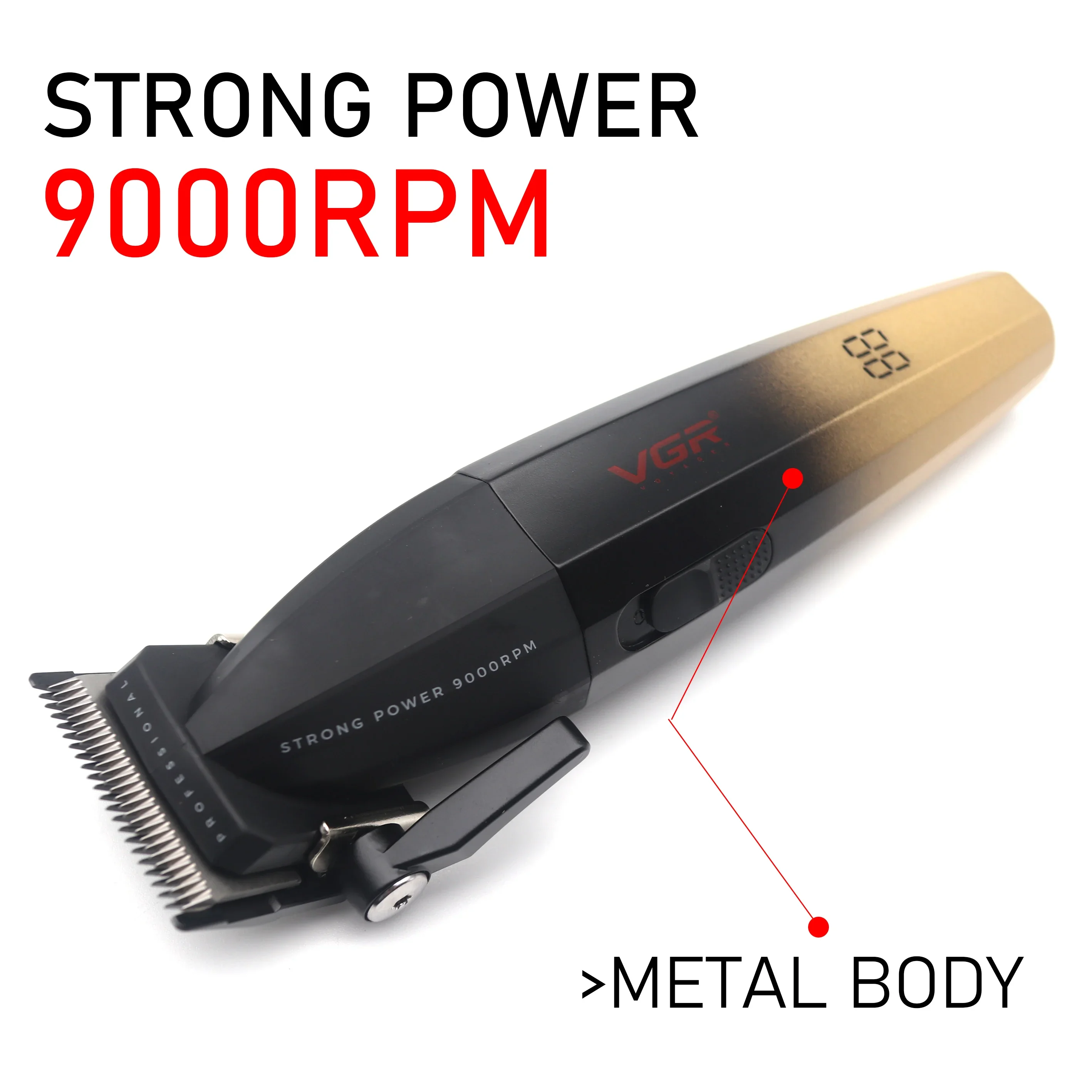 9000RPM VGR Professional Hair Clipper Kit for Men DLC Blade Full Metal Professional Barber Machines 003 906 308