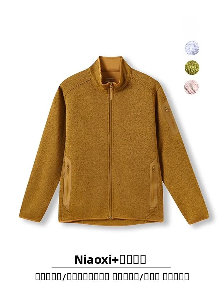 

Повседневная куртка унисекс с флисовой подкладкой и воротником-стойкой для активного отдыха, осенне-зимняя, на молнии, с длинными рукавами