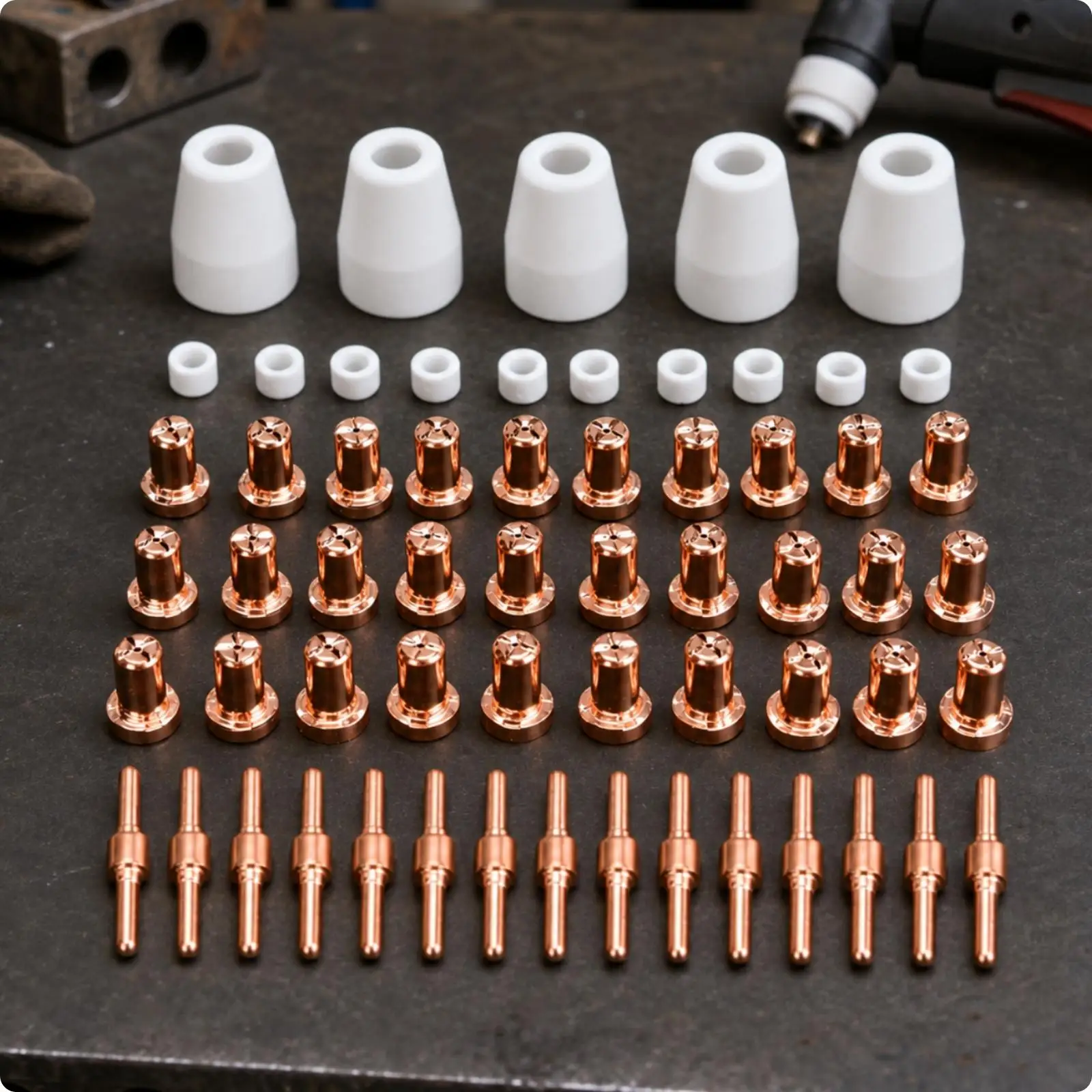 60 Pieces Air Torch Cutting Torch Consumables Assortment Compatible Torch Cutter Consumable Kit with Electrodes and Nozzles