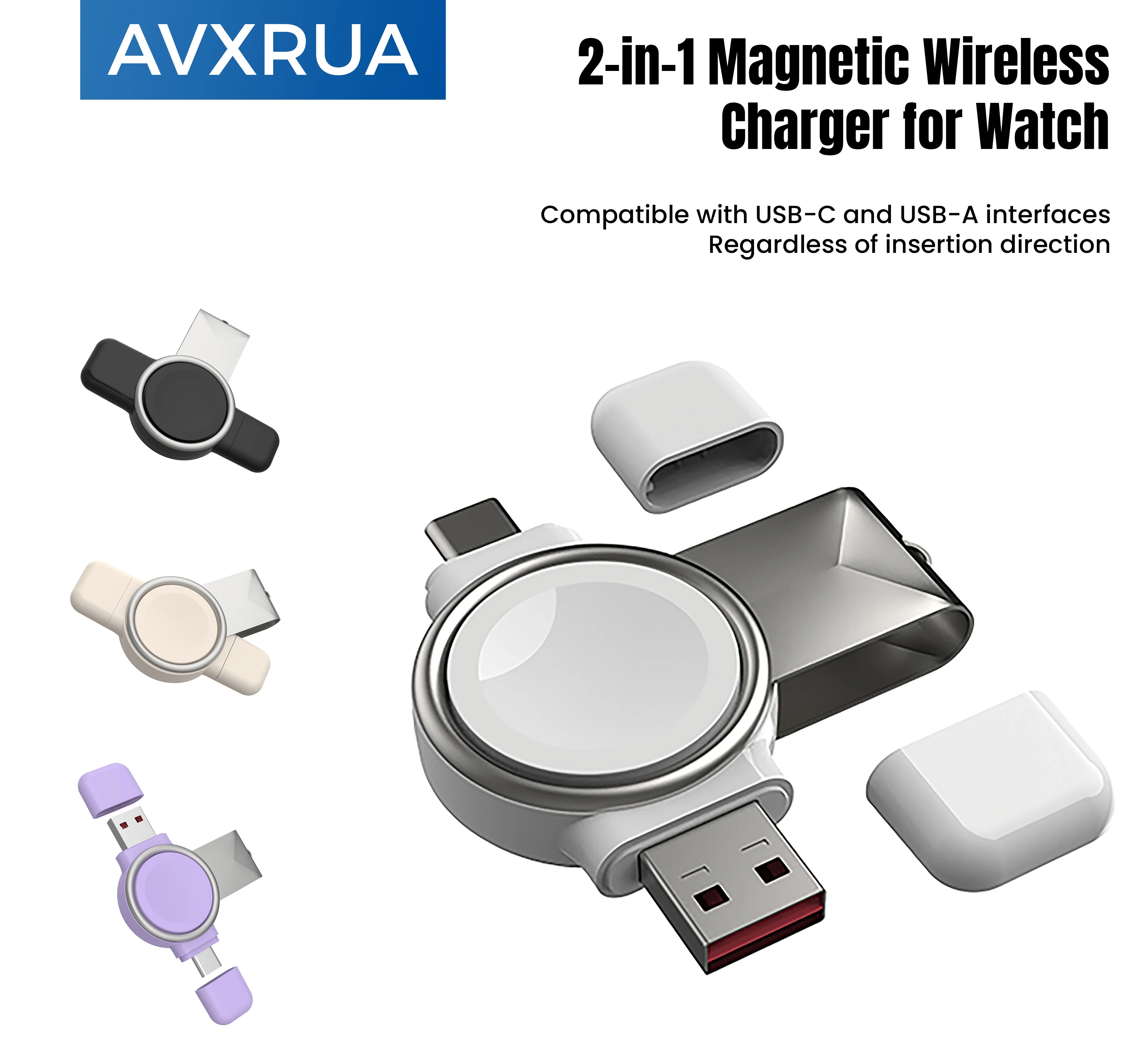 Watch Wireless Charger For Galaxy Watch3/4/5/6/7/8/9 FE Active1/2 Ultra1/2 Type-A Type-C Dock Station Charger Compact Design