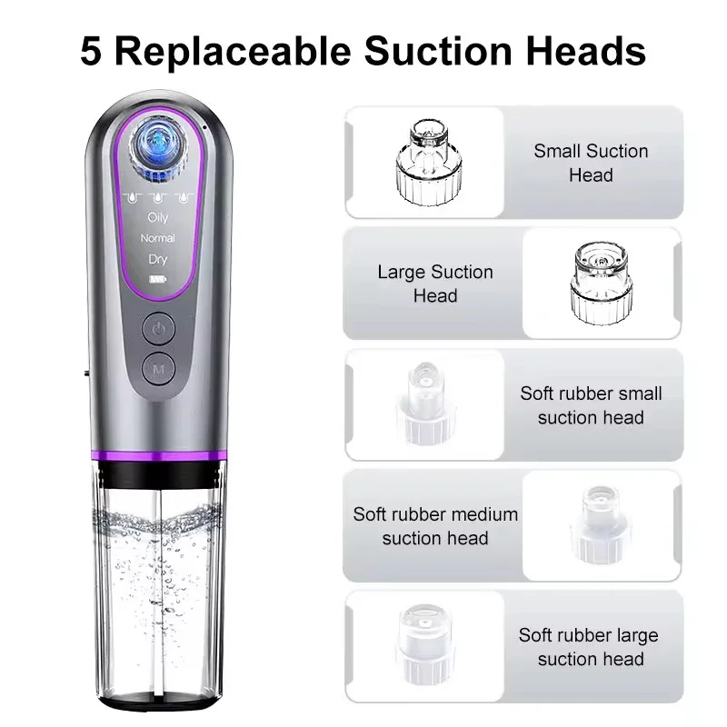 Electric Hydro Blackhead Remover Vacuum Suction Pore Cleaner Hydrating Facial Deep Cleansing Acne Pimple Extractor Beauty Device