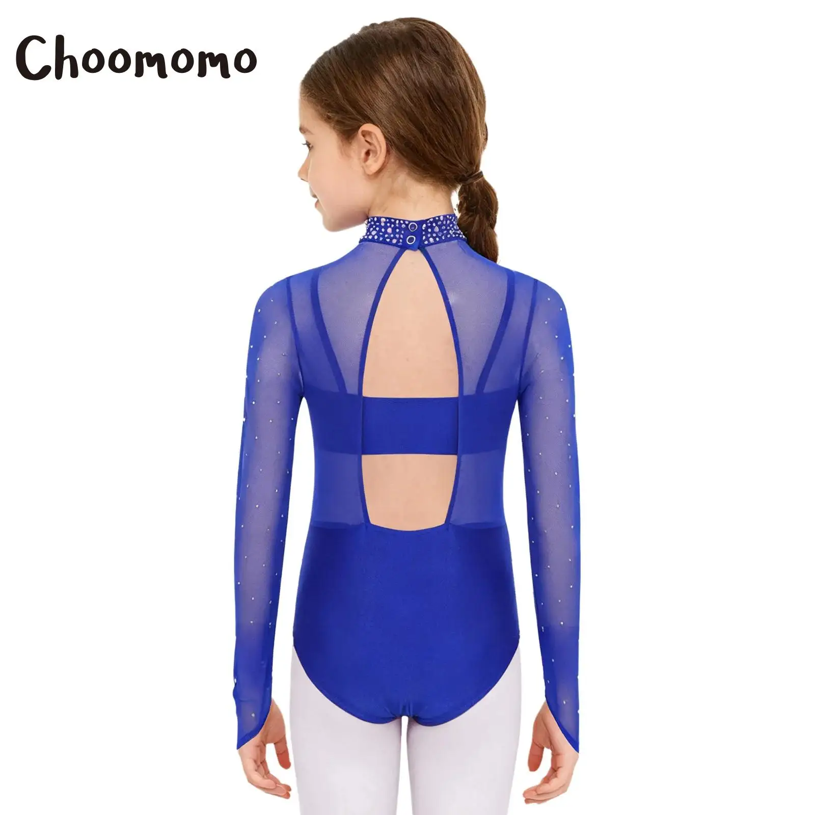 

Kids Girls Ballet Gymnastics Sets Long Sleeve Rhinestones Sheer Mesh Bodice Leotard And Camisole Skating Dance Bodysuit Unitard