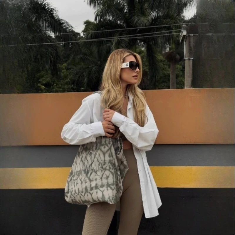 

Fashion Trend Patchwork Colour Embroidery Large Capacity Shopping Bag Canvas Bag Casual Tote Shoulder Bag Women's Bag
