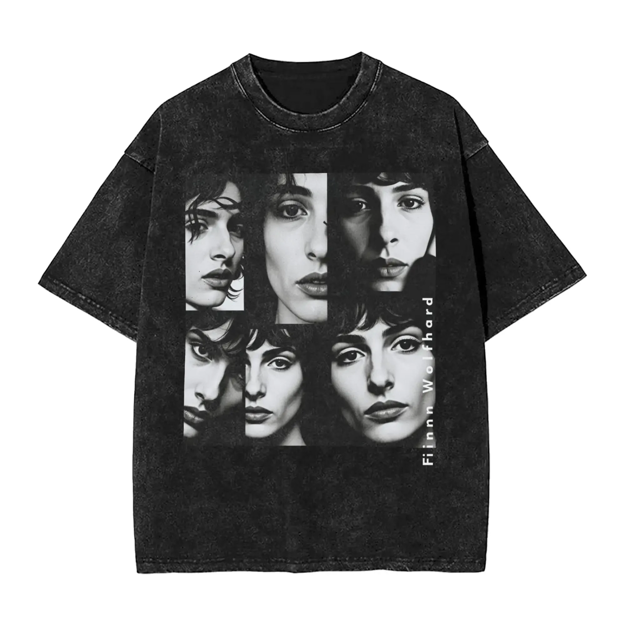 Actor Finn Wolfhard T-Shirt for Men Humor Pure Cotton Tees Round Neck Short High-end Luxury Hot Product Washed Retro Unisex Tee