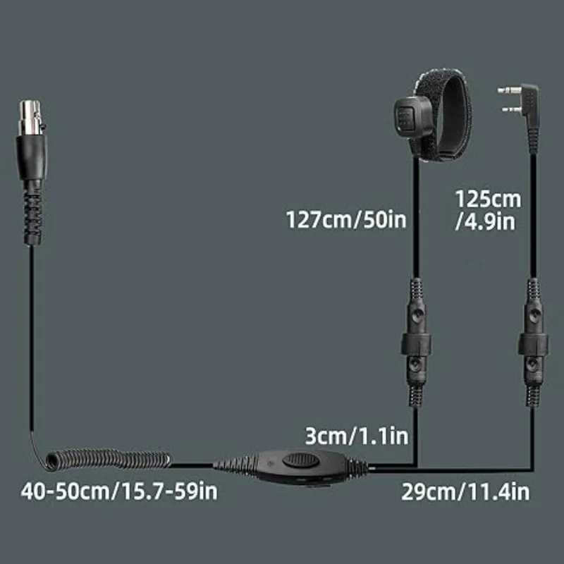 Noise Reduction Walkie Talkie Headset Volume Adjustable Hands Free Compatible with Baofeng UV-5R 5RM Kenwood Two Way Radio