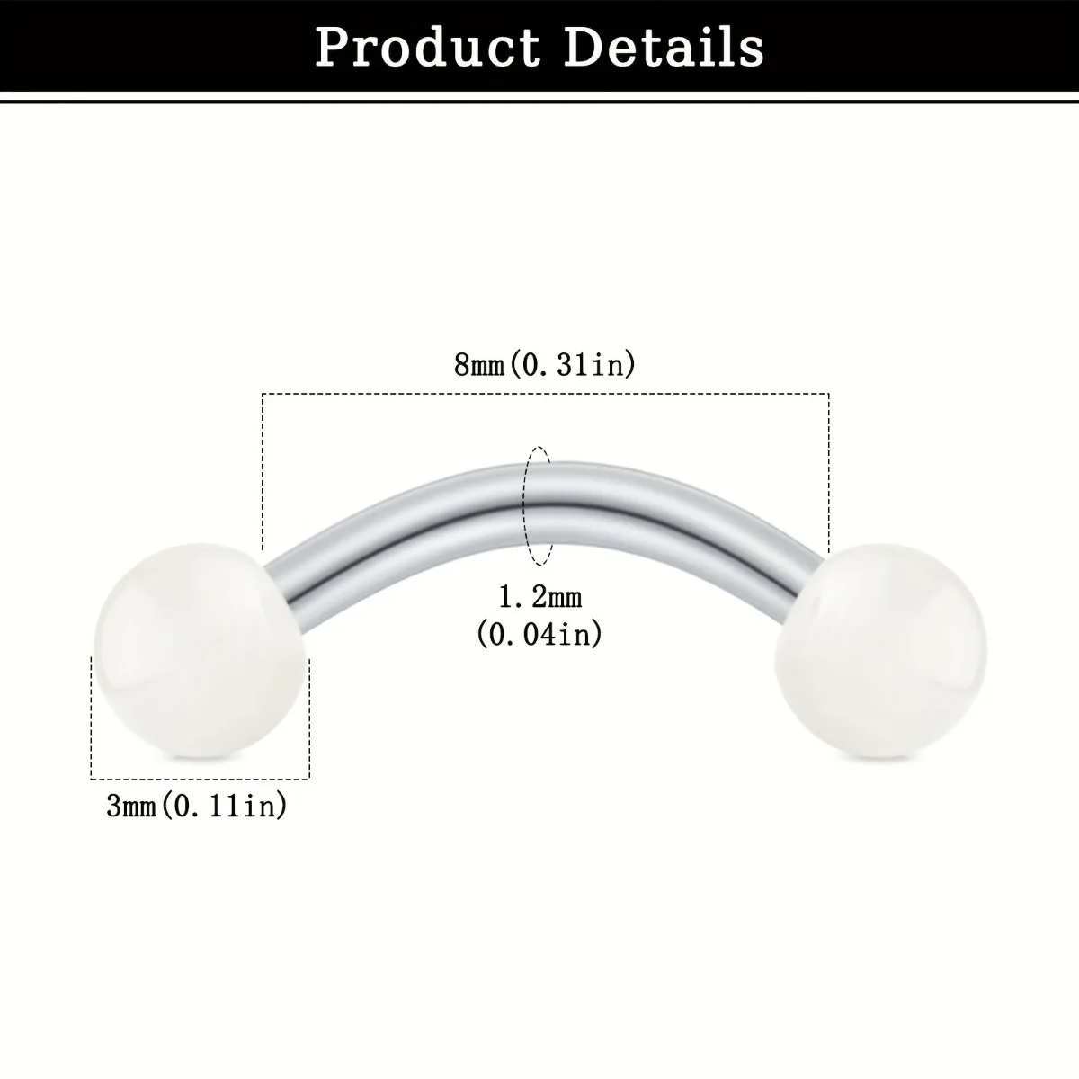 6pcs Surgical Steel Eyebrow Piercing 16G Curved Barbells Rock Daith Earrings Trgues Vertical Labret Retainer Piercing Jewelry