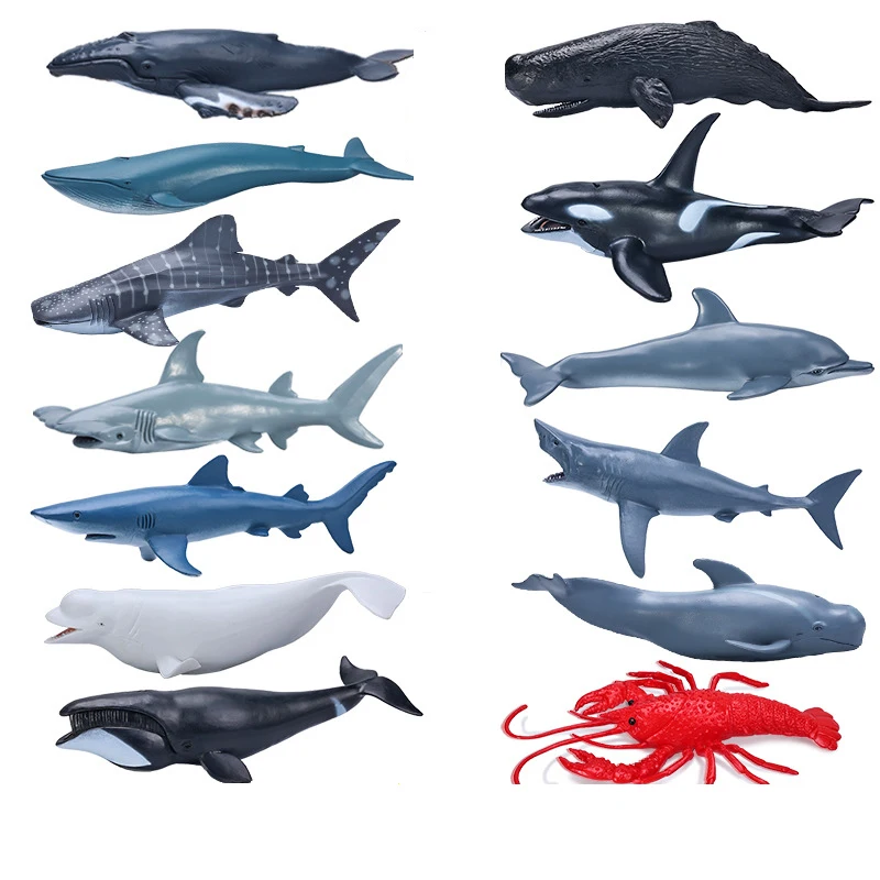 New Sea Marine Animals Dolphin Sharks Crab Killer Whale Action Figure Figurines Ocean Marine Aquarium Education toy for Children