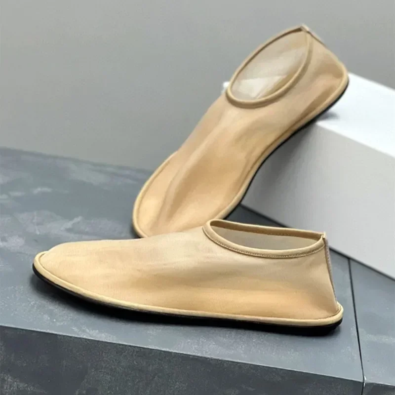 

Лето 2025 г., дышащие туфли на плоской подошве с кружевной сеткой, женские удобные женские лоферы, прозрачные повседневные туфли на плоской подошве с высоким берцем для женщин