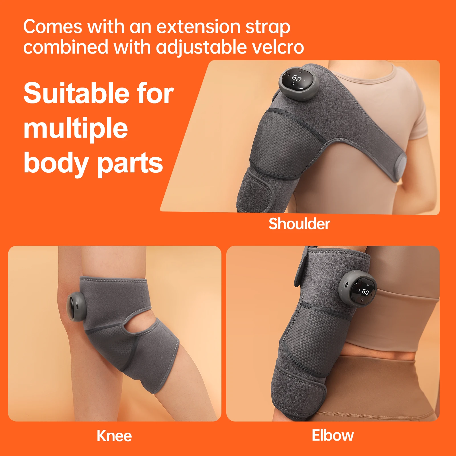 2 Stück kabelloses Knie-Massagegerät mit Wärme und Vibration für Knie-Schulter-Ellenbogen, beheizte Kniebandage für Arthritis mit Massage, Geschenke