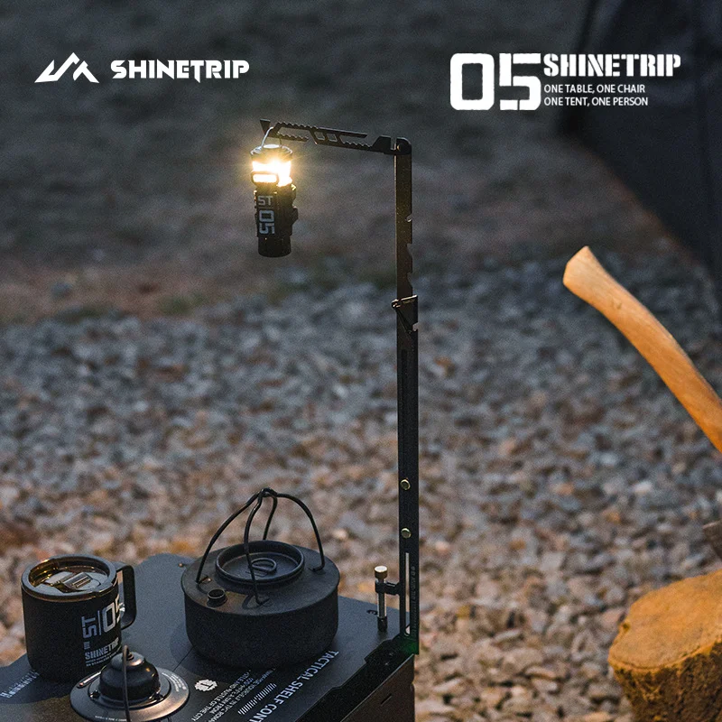 Shine Trip New Outdoor portable camping light rack with adjustable multiple levels and tactical style stainless steel light rack