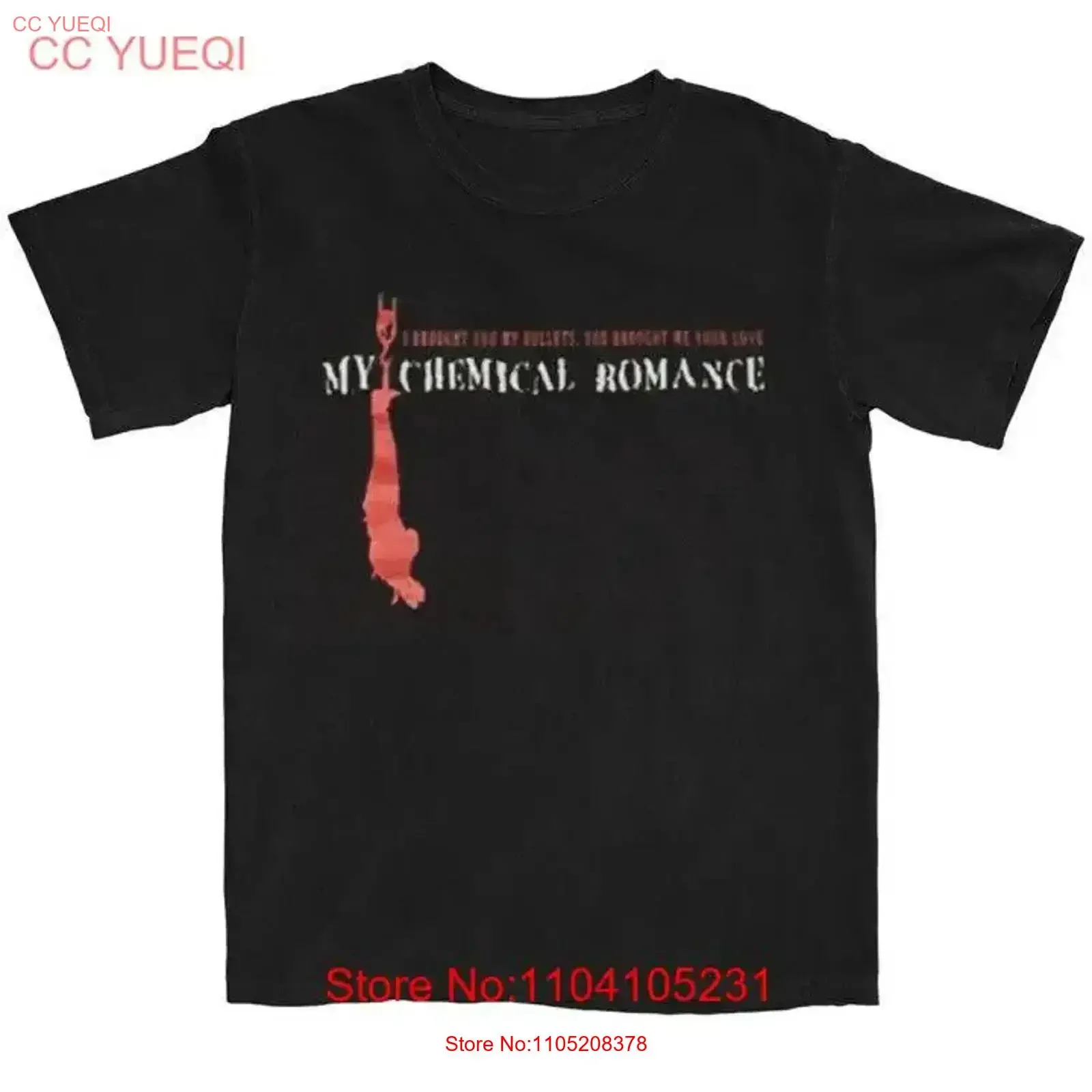 

My Chemical Romance Bullets Hanging T shirt P93566 vintage Washed Versatile streetwear designer clothes Slightly fashion