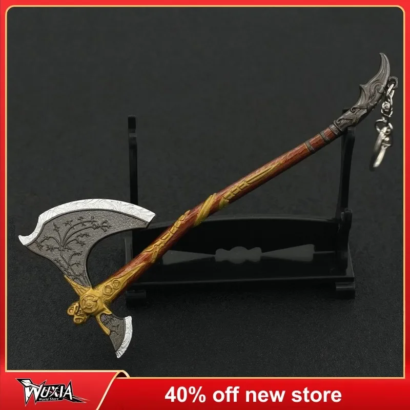 God of War Leviathan Axe Kratos Keychain Game Full-level Weapon Model Katana Metal Sword Samurai Toys for Boy Children Gifts