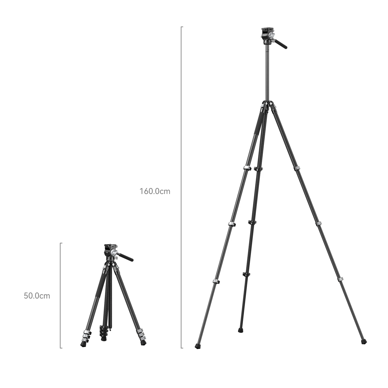 SmallRig Tragbares Kohlefaser-Stativ für Action-Kameras, Kopf für DSLR- und spiegellose Kameras, Käfige mit Smartphone-Halterung -5885 – Detail 2