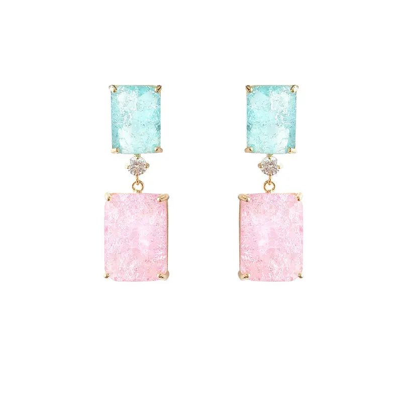 Bilincolor luxury candy color zircon drop earrings   earrings for women party or gift