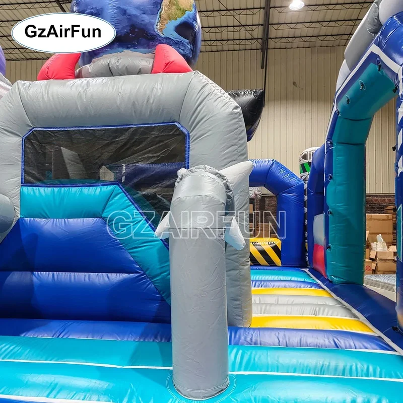 Giant Outdoor Space-themed Inflatable Playground Trampolines Obstacle Courses for Kids-PVC Material Commercial Use