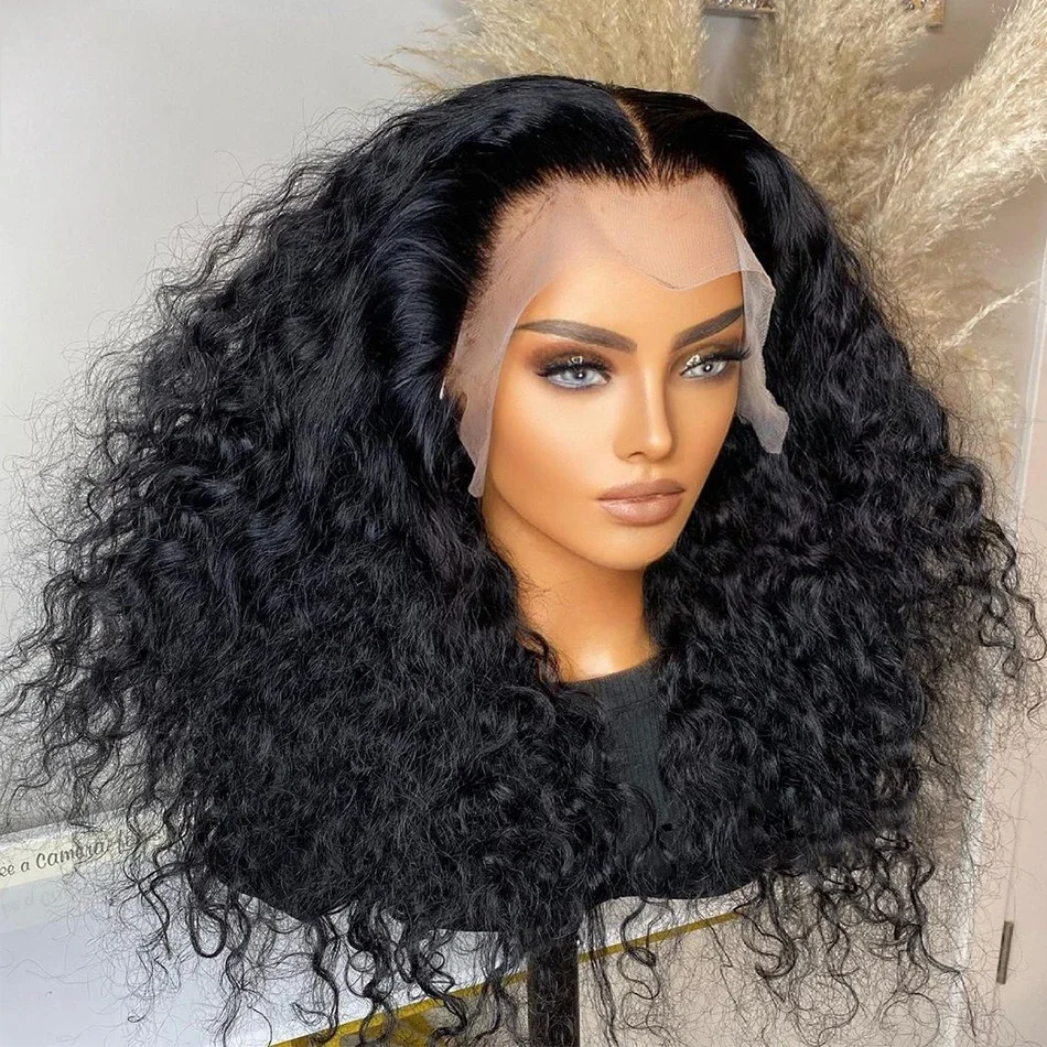 Soft Preplucked Long Hair 180 Density 26 inch Black Kinky Curly Wig For Women Natural Hairline Wig With Afro Baby Hair