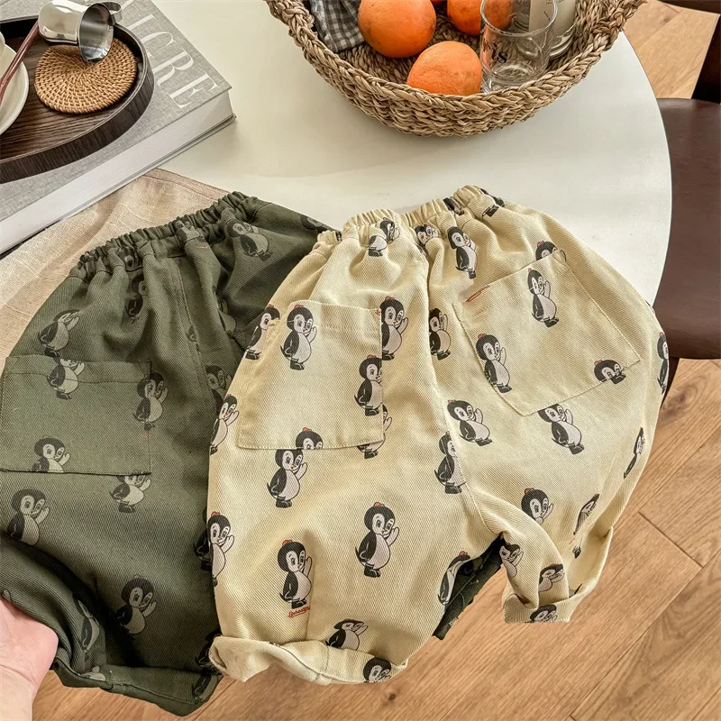 

Children Cartoon Printed Trousers 2024 New Spring Korean Style Baby Boys Casual Loose Cotton Haren Pants E3597