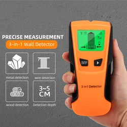 3 in 1 Metal Detector da parete profondità professionale trova borchie in legno metallico tensione ca rilevamento del filo dal vivo Scanner da parete Electric Box Finder