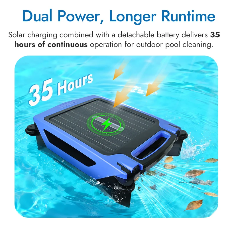 High Quality Solar Powered Automatic Swimming Pool Cleaning Robot with Rechargeable Battery