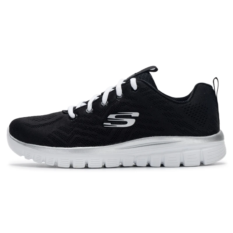 Skechers Walking Shoes, Breathable Women's Shoes, Sports Shoes, Lightweight Soft-Soled Casual Shoes, Mom's Shoes 12615-Bkw