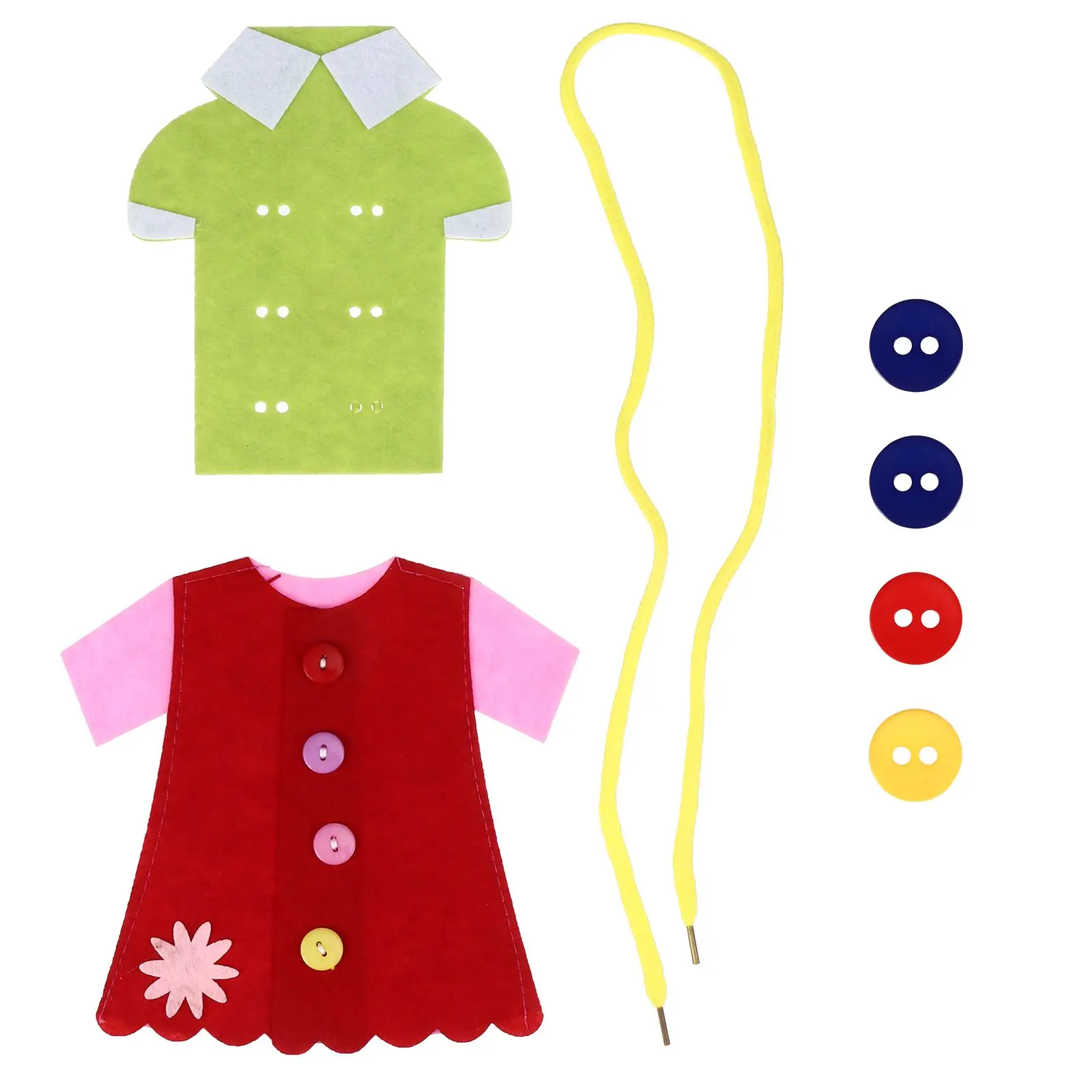 

2 Pcs Nonwovens Threading Toys Button Clothing Sewing Educational Puzzle Toy Kids Development Motor Skills Coordination Patience