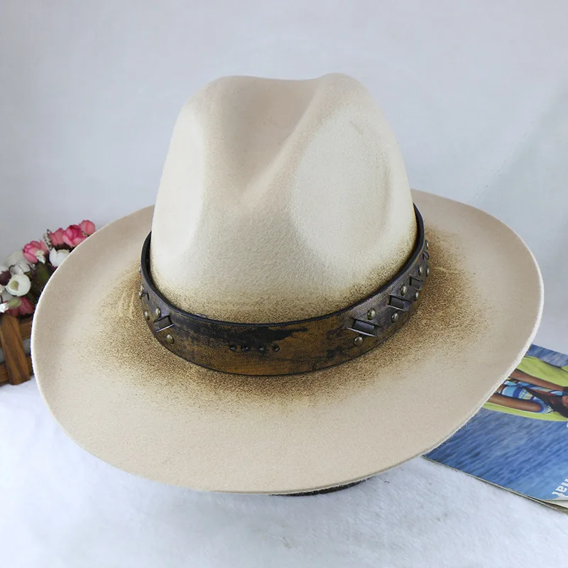 Boné de lã chapéu de cowboy vintage jazz chapéu superior venda quente na europa e américa outono e inverno boné de feltro