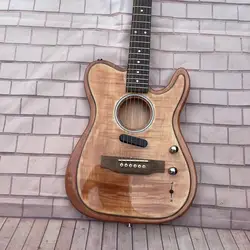 Guitar 6-string semi hollow electric guitar, with a natural wood color body and real factory pictures. Orders can be shipped wit