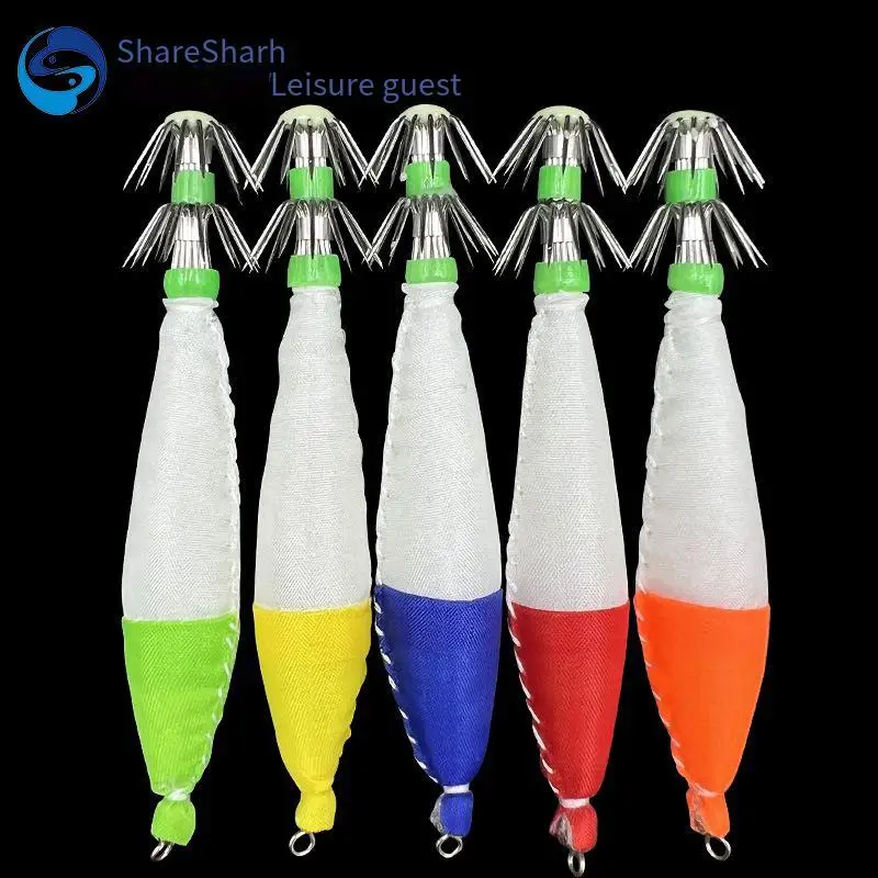 

Squid hook cloth roll sea fishing luminous squid needle wooden shrimp cloth roll squid bait lure bait 5G6G