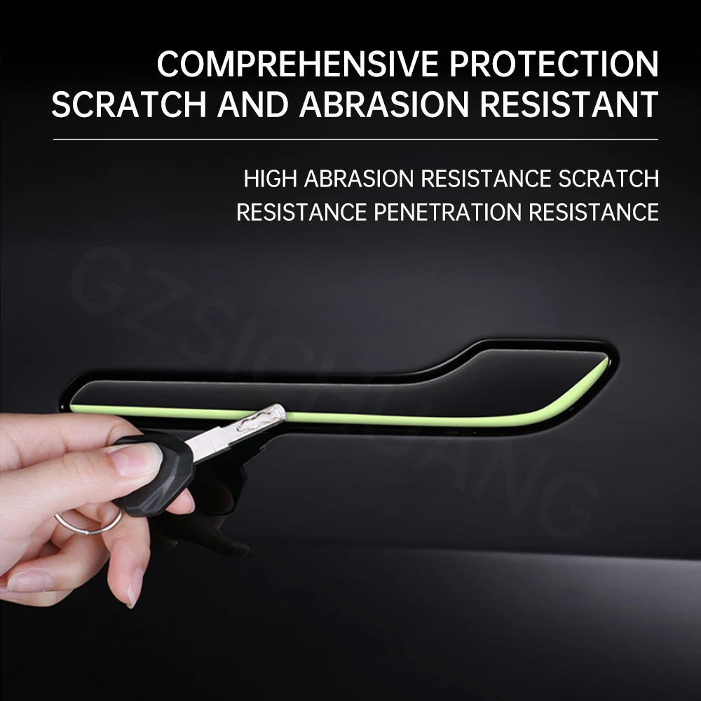 Voor Tesla Auto lichtgevende Deurgreep Beschermende Sticker Voor Tesla Model 3 Model Y Krasbestendig auto Sticker Auto Accessoires ﻿