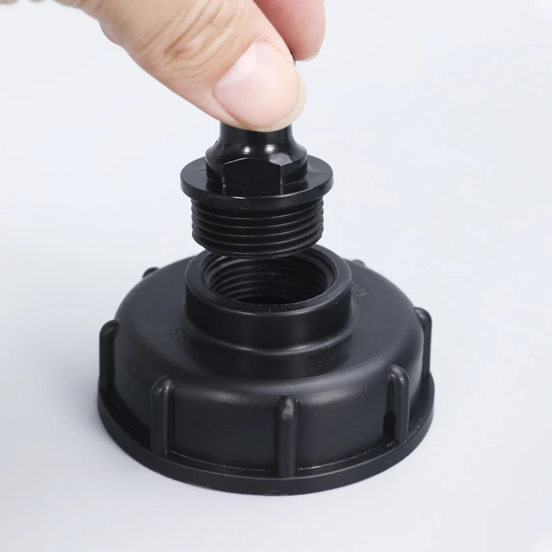 Black Plastic IBC Tank Tap 60mm Coarse Thread Fitting 1000L Water Container Pipe Connector Durable Garden Hose Pipe Adapter