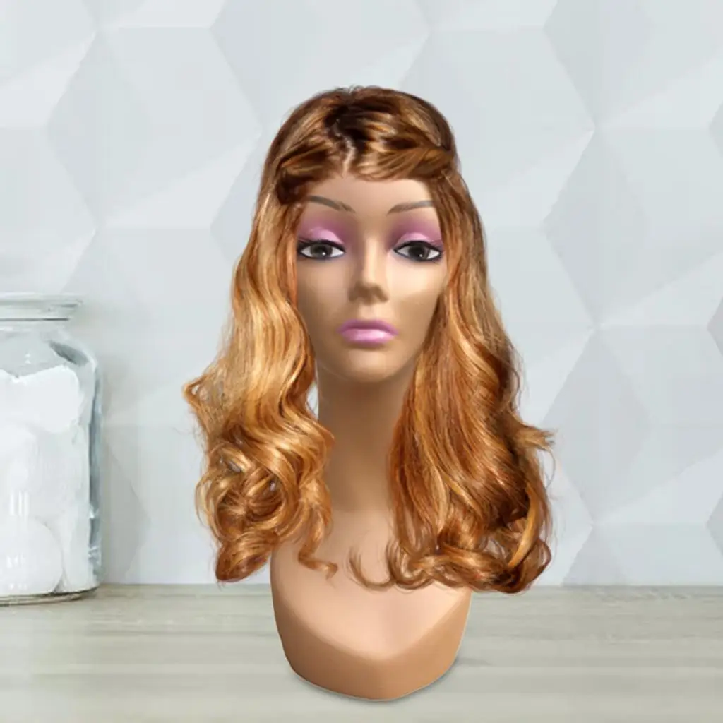 Bald Mannequin Head Brown Professional Cosmetology Face for Wigs Making Shop