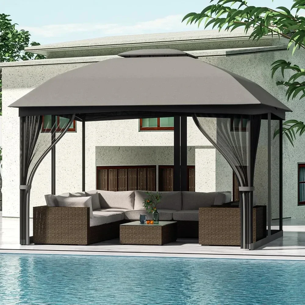 

10' x 12' with Mosquito Netting, European-Style Gazebo Ventilation Double Roof, Outdoor Gazebo for Patio, Garden, Lawn