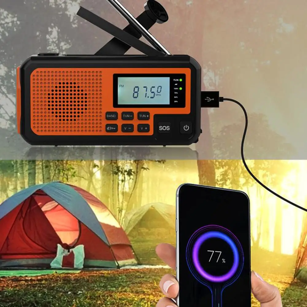 Multifunctional Outdoor Emergency Solar Portable Hand-cranked Radio With Disaster Prevention Reading Light Flashlight