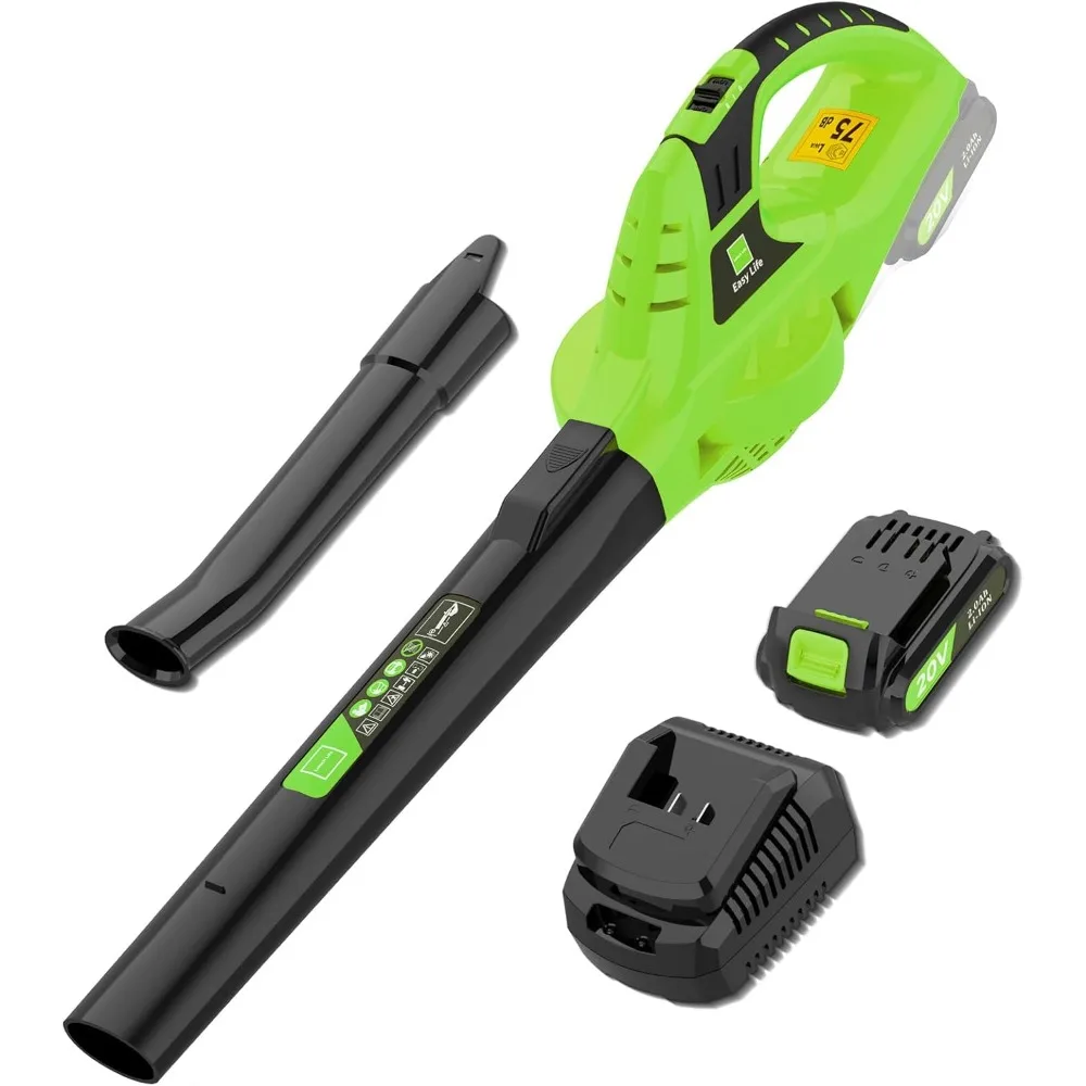 21V 나뭇잎 송풍기 무선 | 2.0Ah 충전식 배터리 및 고속 충전기를 갖춘 휴대용 전기 경량 송풍기 | 조정 가능한 속도